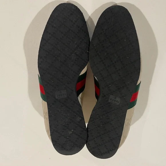 GUCCI Guccissima Leather Monogrammed GG Suede Striped Sneaker, Size 7 - Picture 7 of 10